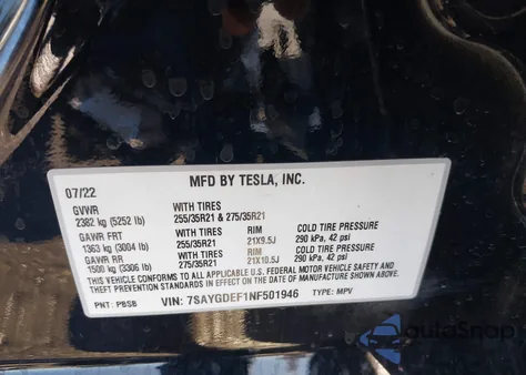 2022 Tesla Model Y Performance Dual Motor All-Wheel Drive from USA, damaged, VIN 7SAYGDEF1NF501946